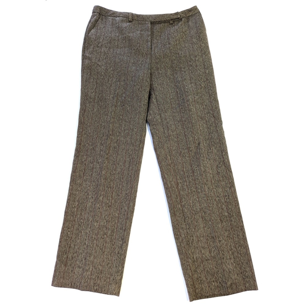 Evan-Picone Brown Herringbone Pinstripe Straight Leg Dress Pants Womens 12